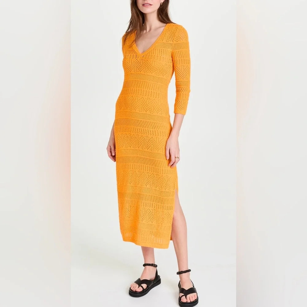 rag & bone Renee Pointelle Cotton Blend Midi Dress